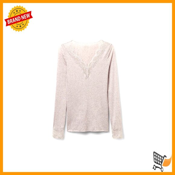 Sheer Cashmere Lace Long Sleeve Shirt Elegant Feminine Slim Fit Layering